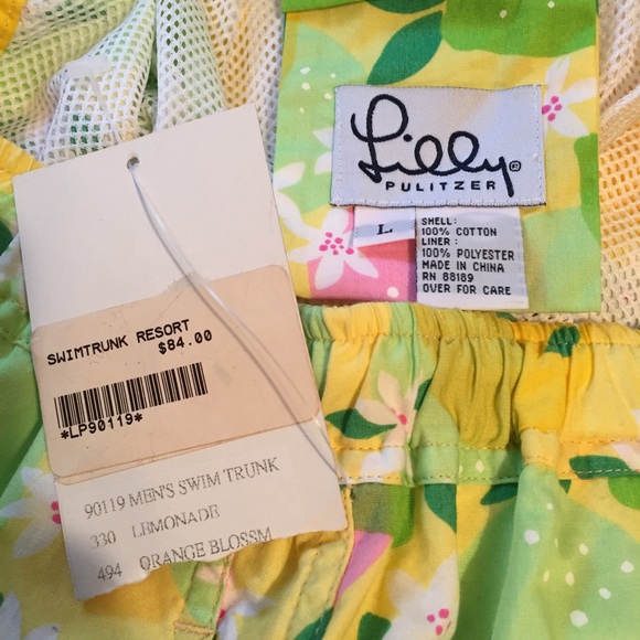 SOLD Lilly  Pulitzer Vintage Swim Trunks Lemonade - Picture 5 of 7